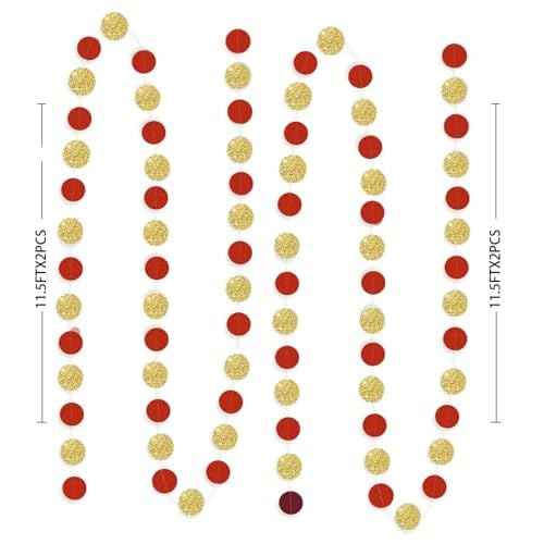 Graduation Decorations Red Gold 2025/Red Gold Party Decorations/Valentines Day Decorations Red Decor USC/Birthday Paper Garlands for Christmas