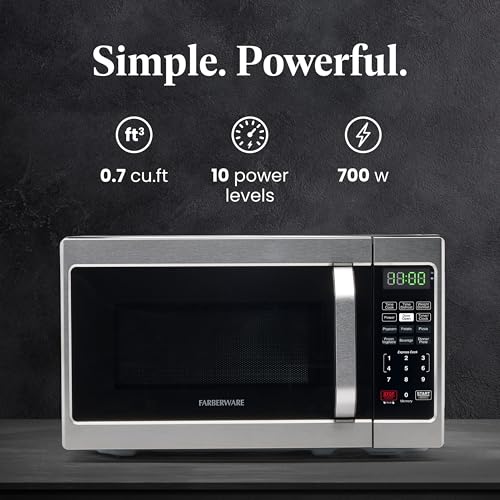 Farberware 0.7 Cu Ft Countertop Microwave Oven - 700W, Auto Cook, Child Lock, Stainless Steel Variation of THIS listing