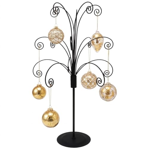Black 20-Inch Metal Ornament Display Stand for Crystal & Collectibles