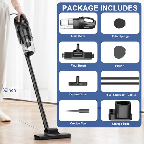 SOWTECH 6-in-1 Corded Vacuum Cleaner for Hard Floors & Pet Hair - Lightweight & Portable StickVac