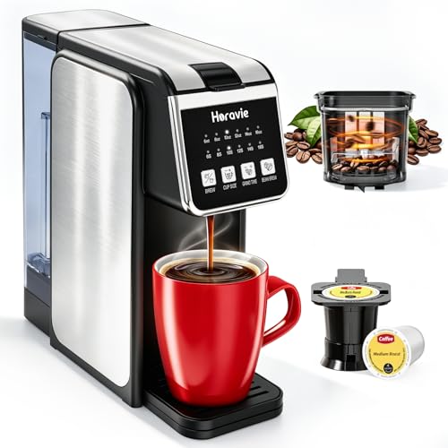 Horavie Single Serve Coffee Maker with Built-in Grinder - Black