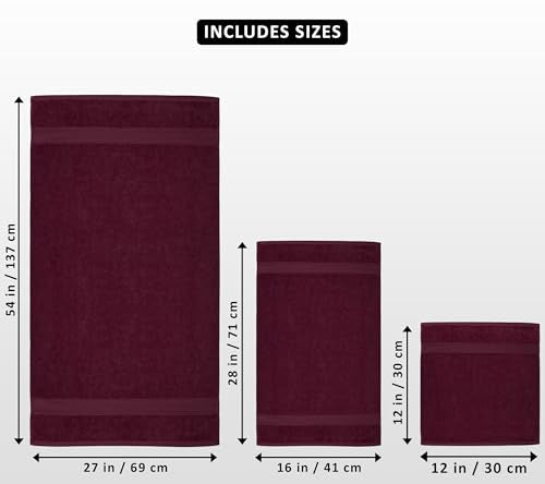 Burgundy 8-Piece Plush Cotton Towel Set - Bath, Hand & Washcloths | Utopia Towels