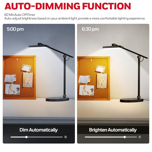Honeywell HWT-H4 LED Desk Lamp - Black, Dimmable, Eye-Caring, Auto Sensor