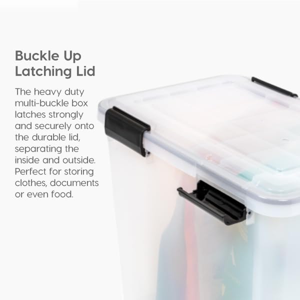 IRIS USA 4-Pack 41 Qt Clear Black Storage Bins with Gasket Lids, Weatherproof