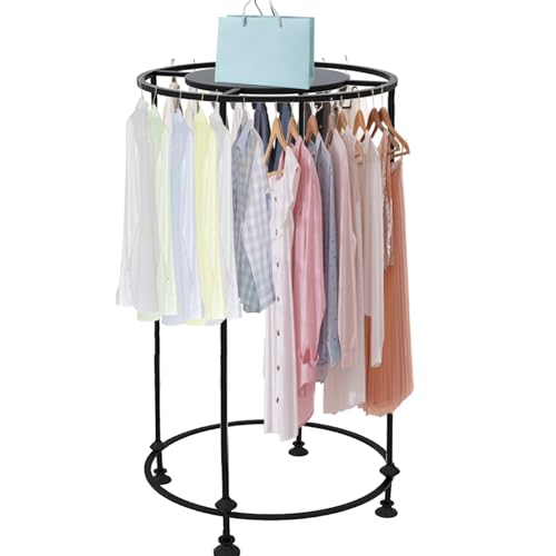 Round Clothing Rack, Floor Standing Garment Display Retail Rack with