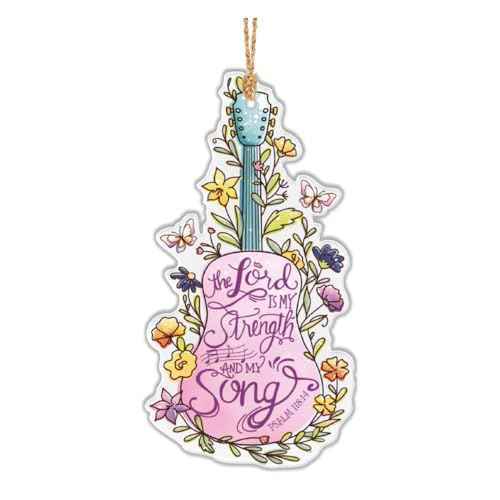 Bible Verse The Lord Guitar Floral, Faith Gifts, Doodle Hanging Decorations Gift Colorful Holiday Designs Butterfly Hanging Tags Guitar Clear Acrylic, Acrylic Ornaments