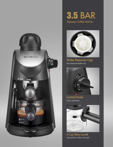 Elysium Espresso Machine with Milk Frother for Cappuccino Latte Home Use