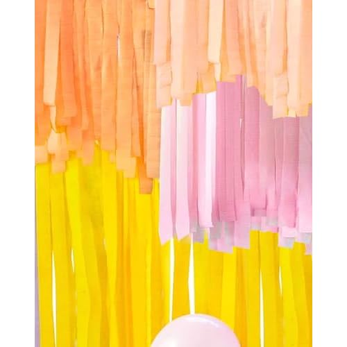 Crepe Paper Streamers 656ft 8 Rolls, Pack of Orange, Pink, Yellow and Blush Party Streamers for Birthday Wedding Baby Bridal Shower Decorations Christmas Craft Supplies (1.8 Inch x 82 Ft/Roll)