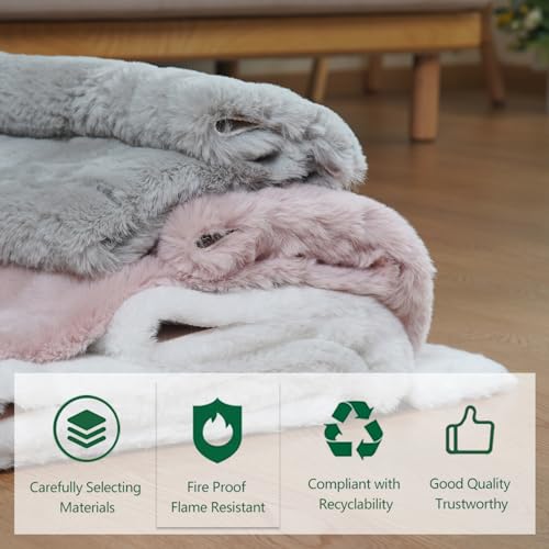 5' x 7' White Faux Fur Rug - Washable Shag Fluffy Rug for Living Room Bedroom Nursery