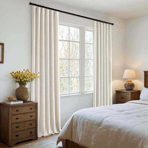 Blackout Linen Curtains 50x96 Inches - Pack of 2 Birch Variation