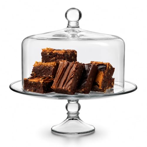 Libbey Selene Glass Cake Stand with Dome Lid - Footed Dessert Display