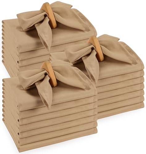 Utopia Home Beige Cloth Napkins (144 Pack, 20x20Inches), Ideal Dinner Napkins for Party, Wedding and Lunch/Dinner