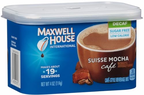 Sugar-Free Decaf Mocha Beverage Mix - 4 oz Tub, 4 Pack, Café-Style Drink