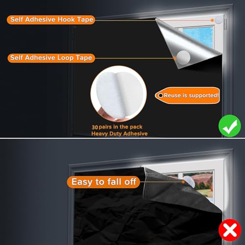RUseeN 157.5" x 57.1" Blackout Curtains - Portable Window Shades for Bedroom & Travel