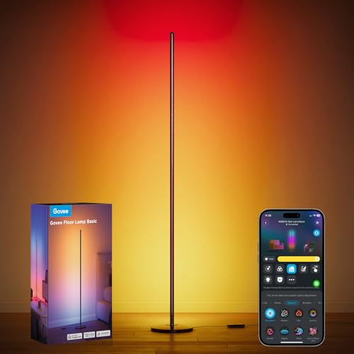 RGBIC Floor Lamp - 53.7 Inch LED Corner Lamp with App Control, Black
