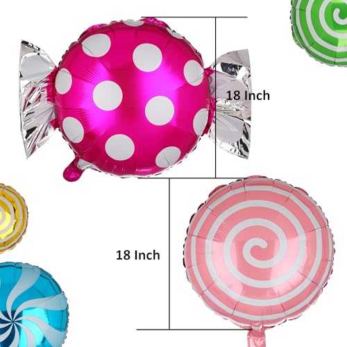 Sweet Candy Balloon Set Candies Theme Swirl Helium Mylar Foil Balloons Party Birthday Decor Supplies Round Daughters 12 Pcs Christmas