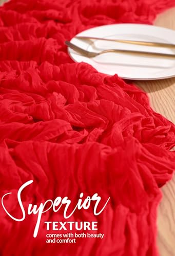 Red 4-Pack 10ft Cheesecloth Table Runner – Boho Gauze Rustic Wedding Decor