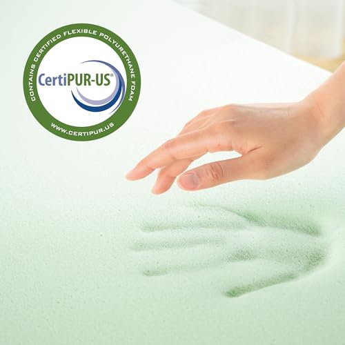 Zinus Green Tea Memory Foam Mattress Topper Queen 3-Inch Pressure Relief Small Box