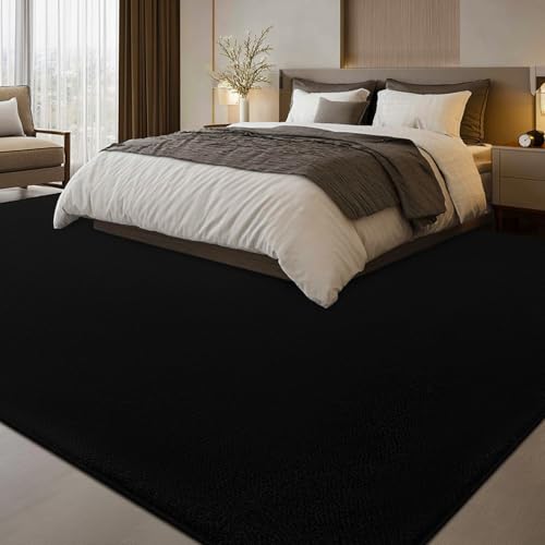 qulint Black Rug for Living Room, 8x10 Area Rugs Bedroom Soft Non Slip