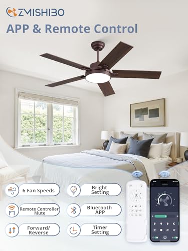 52-Inch Ceiling Fan with Light and Remote Control - Oil Bronze Finish
