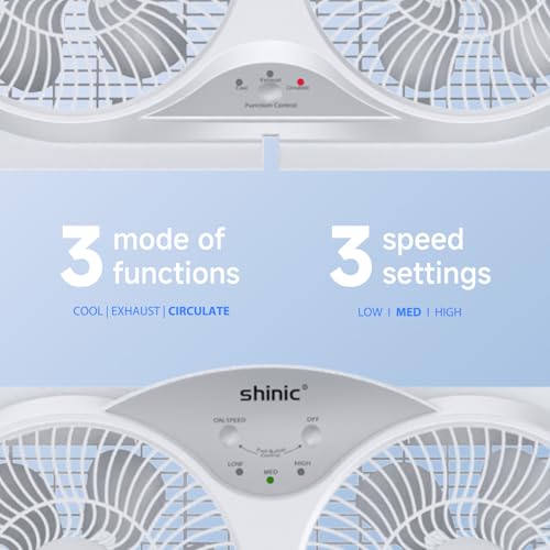 9-Inch Twin Window Fan with Reversible Airflow and Remote Control