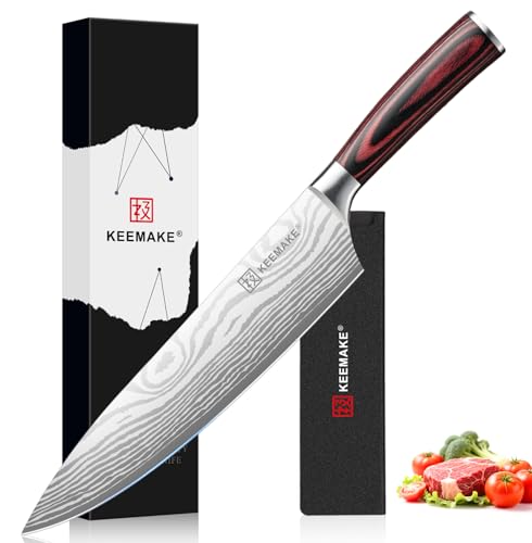 KEEMAKE 8-Inch Chef Knife - Ultra Sharp Kitchen Knife with Ergonomic Handle