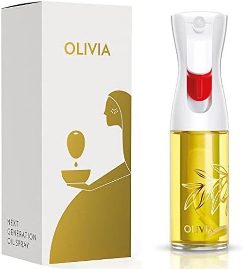 FLAIROSOL Olivia Signature Olive Oil Sprayer - Advanced Fine Mist Technology, Refillable Glass Bottle, 130ml (Golden Leaves)