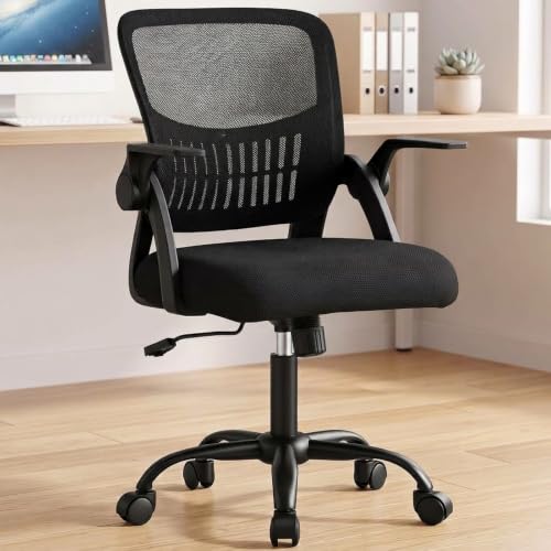 OLIXIS Ergonomic Office Desk Chair - Mid-Back Executive Mesh Chair, Black, 23.8"D
