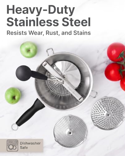 Compact Food Mill for Applesauce, Tomato Sauce & Baby Food - Stainless Steel