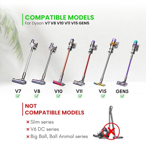 Dyson V7 V8 V10 V11 V15 Vacuum Attachments with Dryer Cleaning Tool — Flexible Extension Hose & Brush Kit