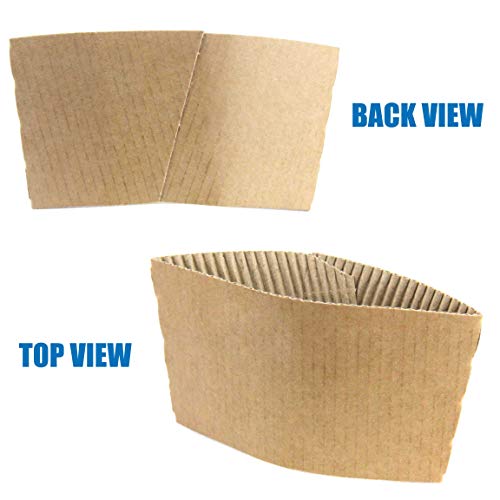 Kraft Brown Coffee Cup Sleeves 1000 Pack - Disposable Insulating Drink Sleeves for 12-24 oz Hot & Cold Beverages