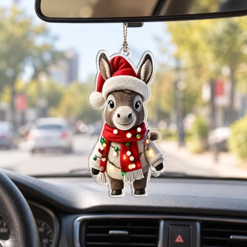 MAILAMCRAFT Donkey Christmas Ornament - Donkey (Variation: Donkey) Santa Hat & Colorful Lights