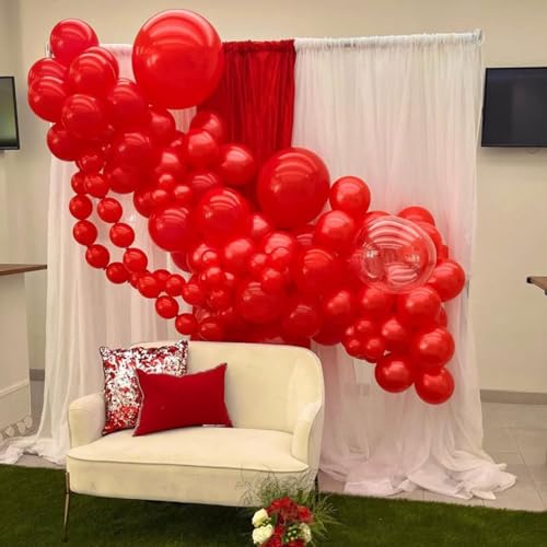 Red Balloons Garland Arch kit, 114pcs Red Latex Balloon with Different Sizes for Birthday, Graduation, Valentines, Christmas, Wedding Party Decorations