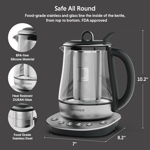Tea Maker 1.3 Quarts with 5 Temperature Settings, Removable Infuser, Auto Keep Warm