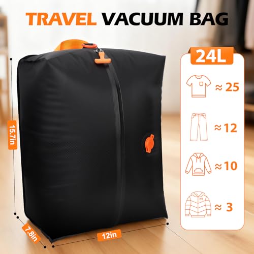Fantictas Travel Vacuum Bags 2 Pack with Cordless Pump 24L Capacity
