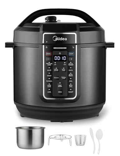 12-in-1 Electric Pressure Cooker 8 Quarts Stainless Steel Inner Pot - Black