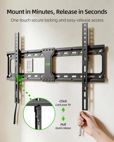 Low Profile TV Wall Mount for 42-95 Inch Flat & Curved Screens - Max 132 lbs, VESA 600x400mm, Fits Studs