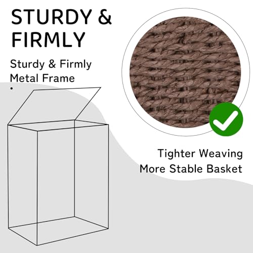OIAHOMY Brown 110L Wicker Laundry Hamper with Lid & Washable Liner