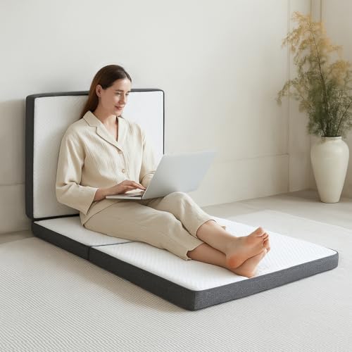 HUEIFY Single Tri-Fold Memory Foam Mattress 3-Inch Portable Foldable Bed