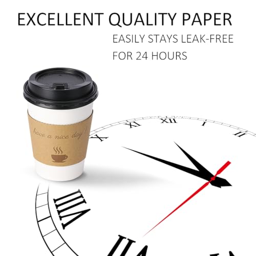 White 12oz Disposable Coffee Cups with Lids - 100 Pack