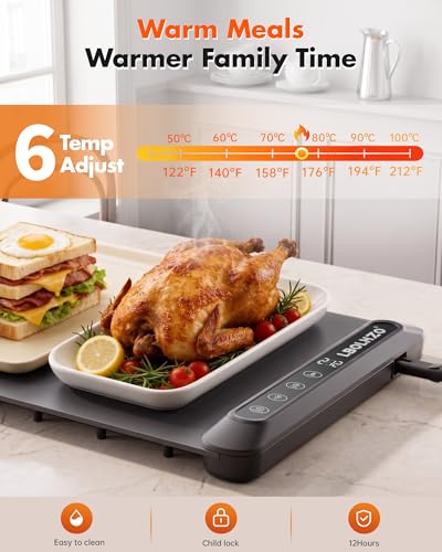 Grey 43x12 Inch Food Warming Mat - 600W Heat Resistant Pad for Buffet & Catering