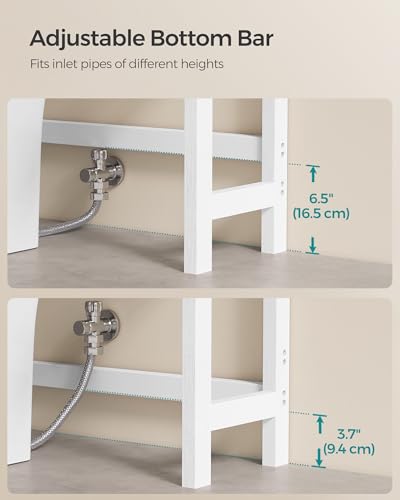 Over-the-Toilet Storage Shelf Bamboo 3 Tiers Cloud White - Adjustable Bathroom Organizer