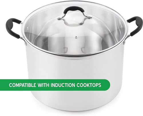 Prep•N•Cook 21.5Qt Induction Stainless Steel Water Bath Canner - Includes Glass Lid & Jar Rack