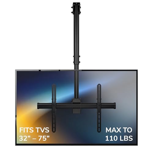 Ceiling TV Mount 32-75 Inch Adjustable Ceiling Mount with 3 Feet Black