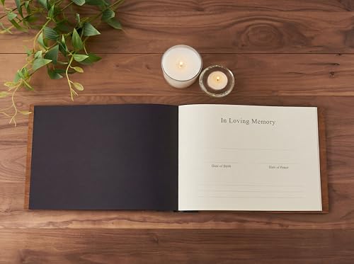 Funeral Guest Book with Pen - Memory Wooden Memorial Book for Funeral Service