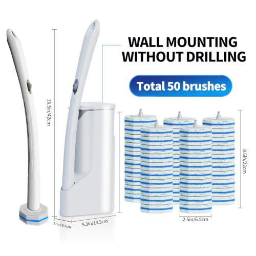 Hohoky Disposable Toilet Brush Cleaning System - 2 Sets & 60 Refills Wall-Mount Kit
