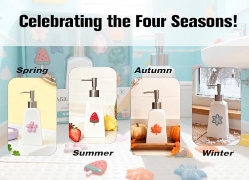 Seasonal Soap Dispenser with Interchangeable Magnets - Silver - Farmhouse Decor