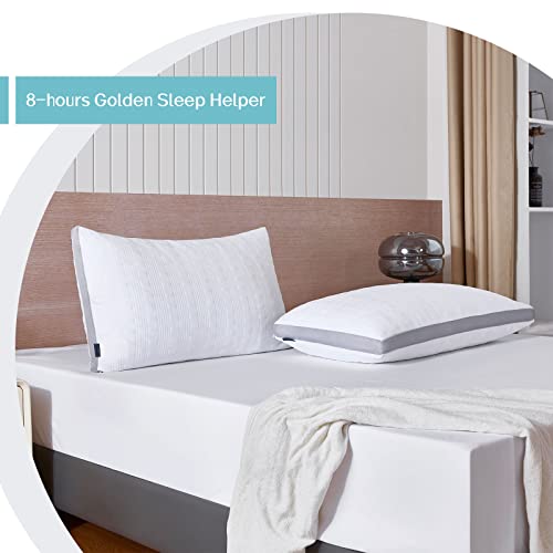 Queen Size Cooling Gusseted Pillow Set of 2 - Adjustable Memory Foam Support