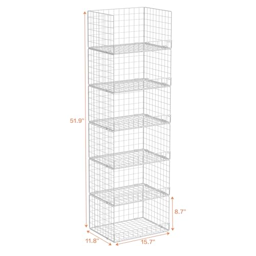 6-Tier Stackable Closet Organizer Shelves White - Clothes & Storage Bins