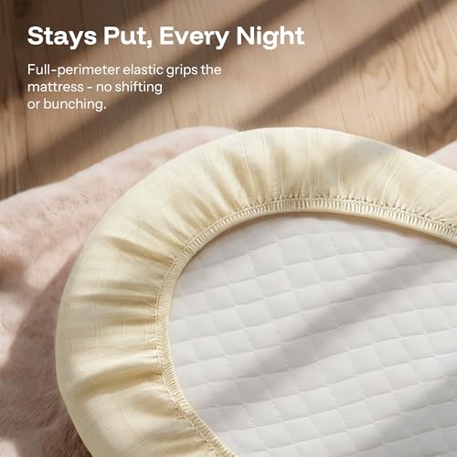 Baby Bassinet Sheets Bamboo Viscose Cotton Oeko-TEX Certified - Buttercream + Latte